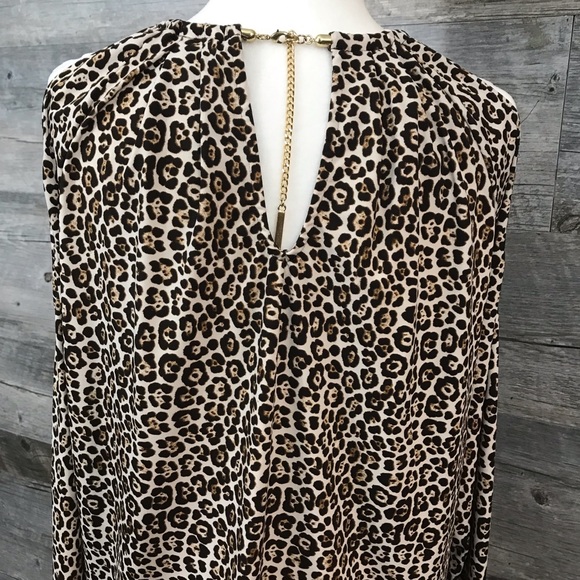 Michael Kars Cheetah Print Cold Shoulder Blouse - Picture 4 of 5